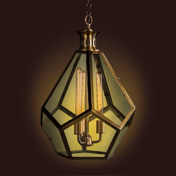 Milano Metal and Glass Chandelier Antique Brass Finish