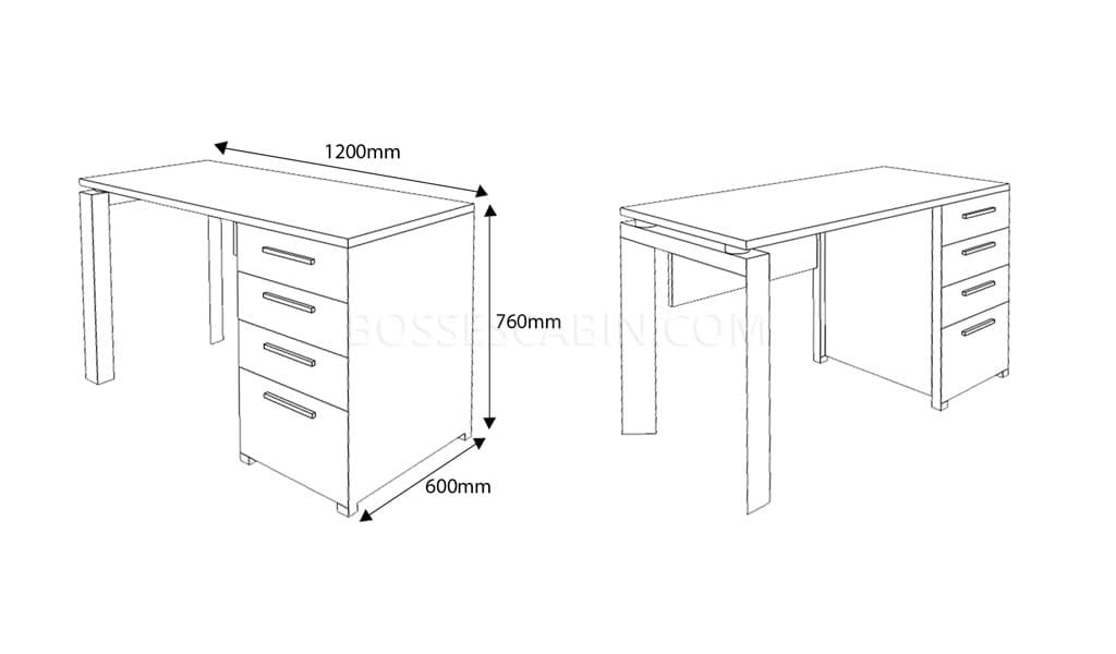 E-half 4 Ft. Work Desk With Pedestal - Bcth-10 1.2