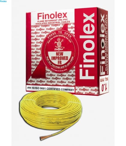 FINOLEX FLAME RETARDANT PVC INSULATED INDUSTRIAL CABLES 1100 V AS PER IS 694/1990 - Yellow - 1 sq. mm -- 90 M COIL