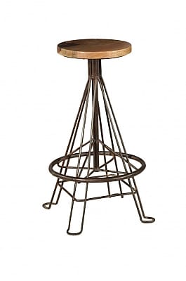 Industrial Iron Stool Brown