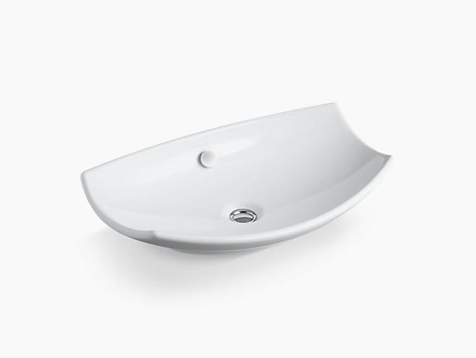Leaf Vessel lavatory without faucet hole
