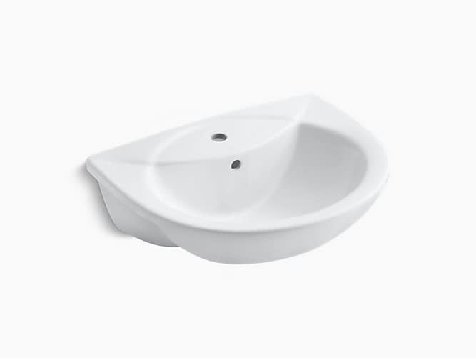 Odeon Semi-recessed lavatory with single faucet hole