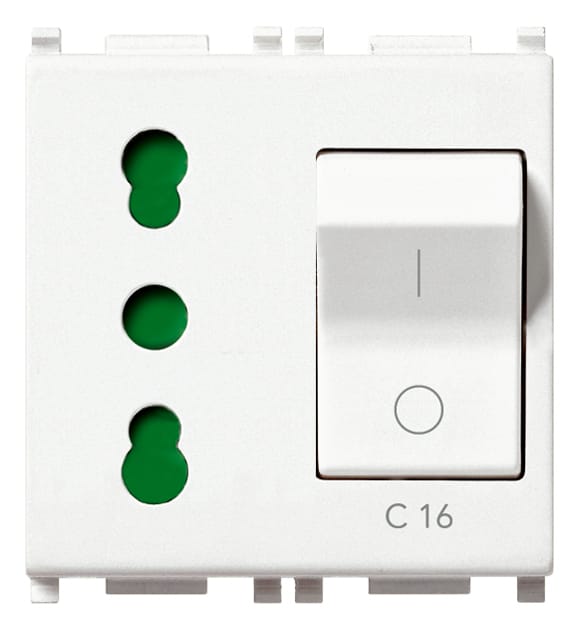 2P+E 16A P17/11 outlet +C16 CB white