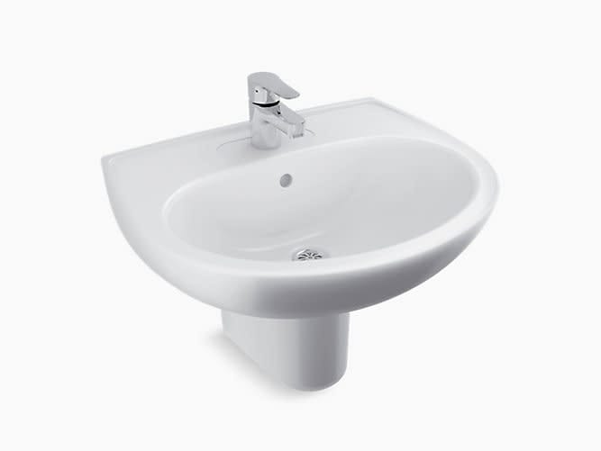 Brive Half-pedestal lavatory with single faucet hole