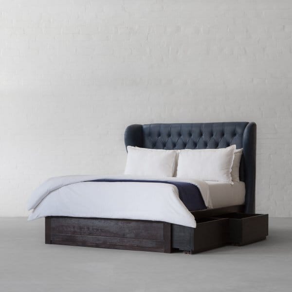 Wingback Tufted Leather Bed Collection1