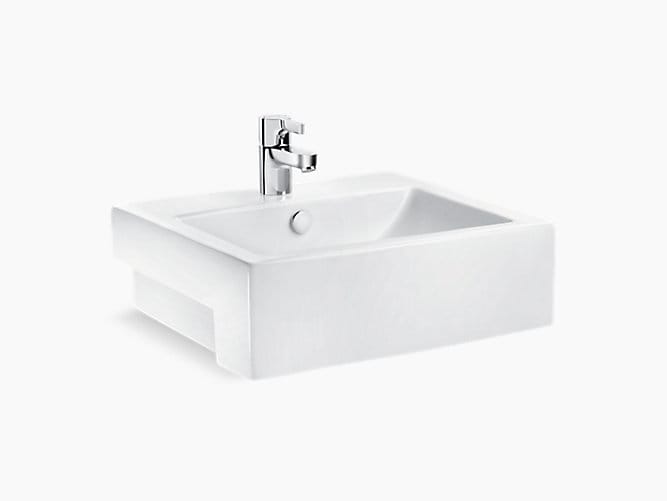 Milano Semi-recessed lavatory with single faucet hole
