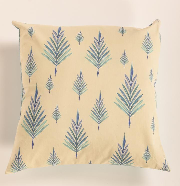 Leaf Print Blue Cushion cover 16x16'