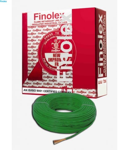 FINOLEX FLAME RETARDANT PVC INSULATED INDUSTRIAL CABLES 1100 V AS PER IS 694/1990 - Green - 6 sq. mm -- 90 M COIL