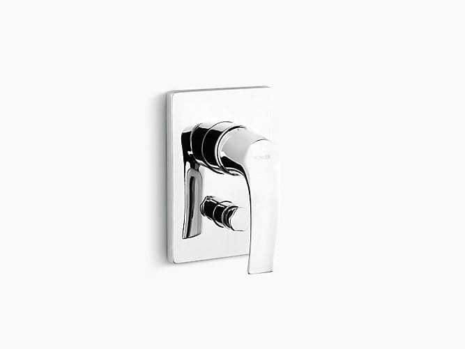 Symbol Recessed bath and shower faucet trim with lever handle and diverter button in polished chrome
