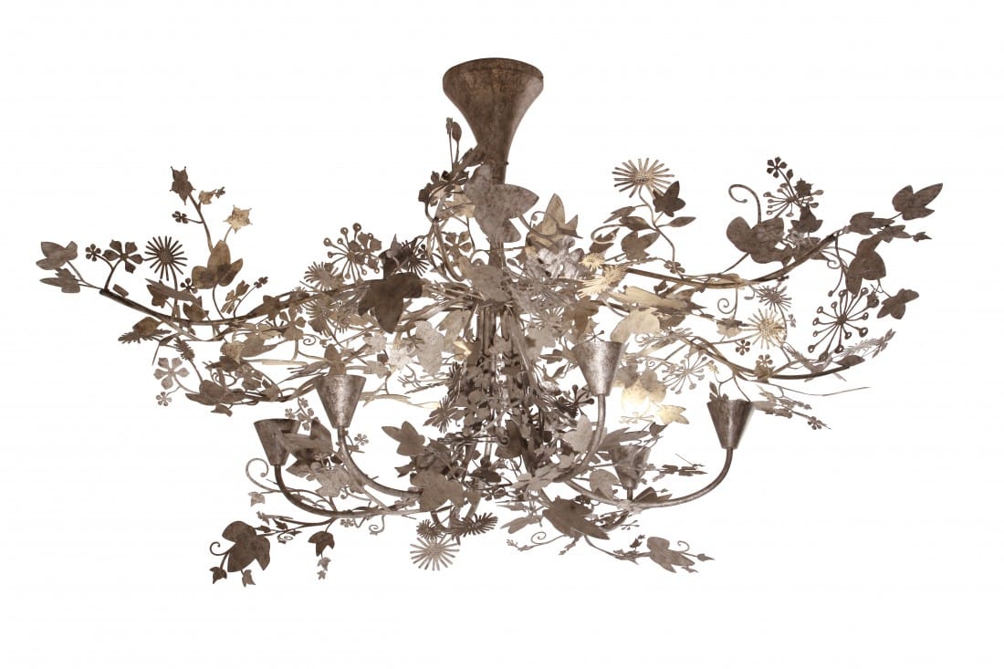 Large Ivy Shadow Chandelier Forest Silver MCL37L