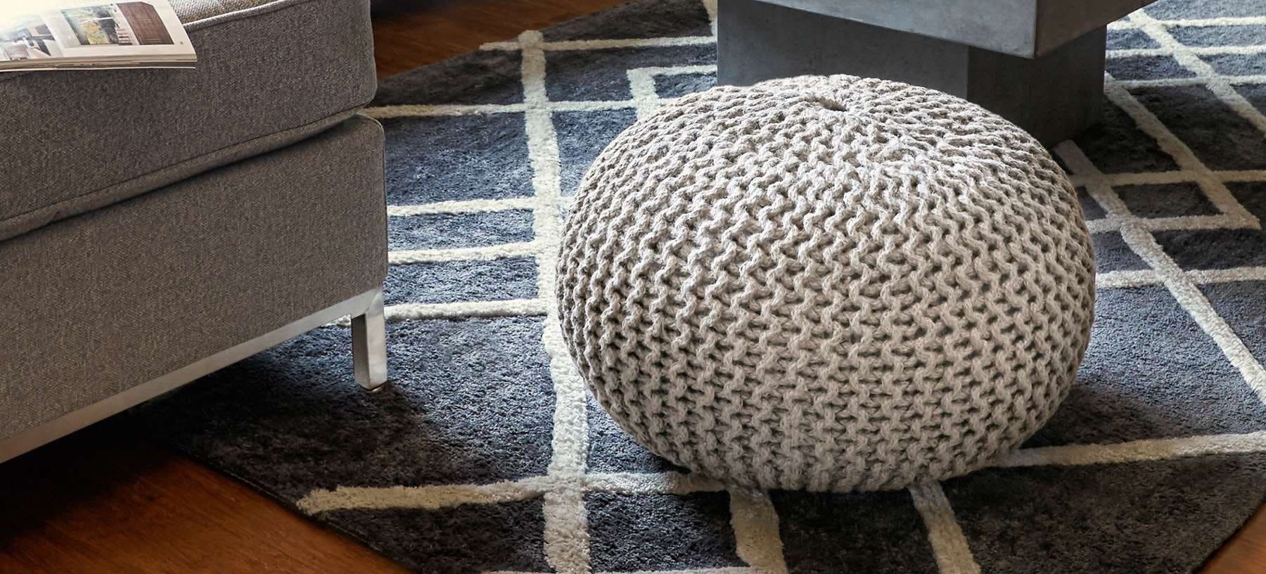 Ivory Jute Pouf Round