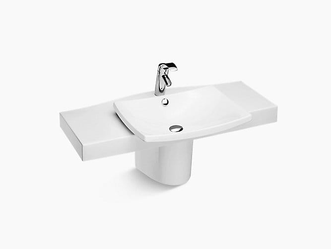 Escale Half-pedestal lavatory with single faucet  hole