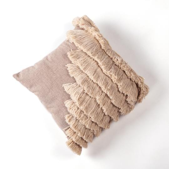 Earthy Accent Cushion Diagonal Frill Natural