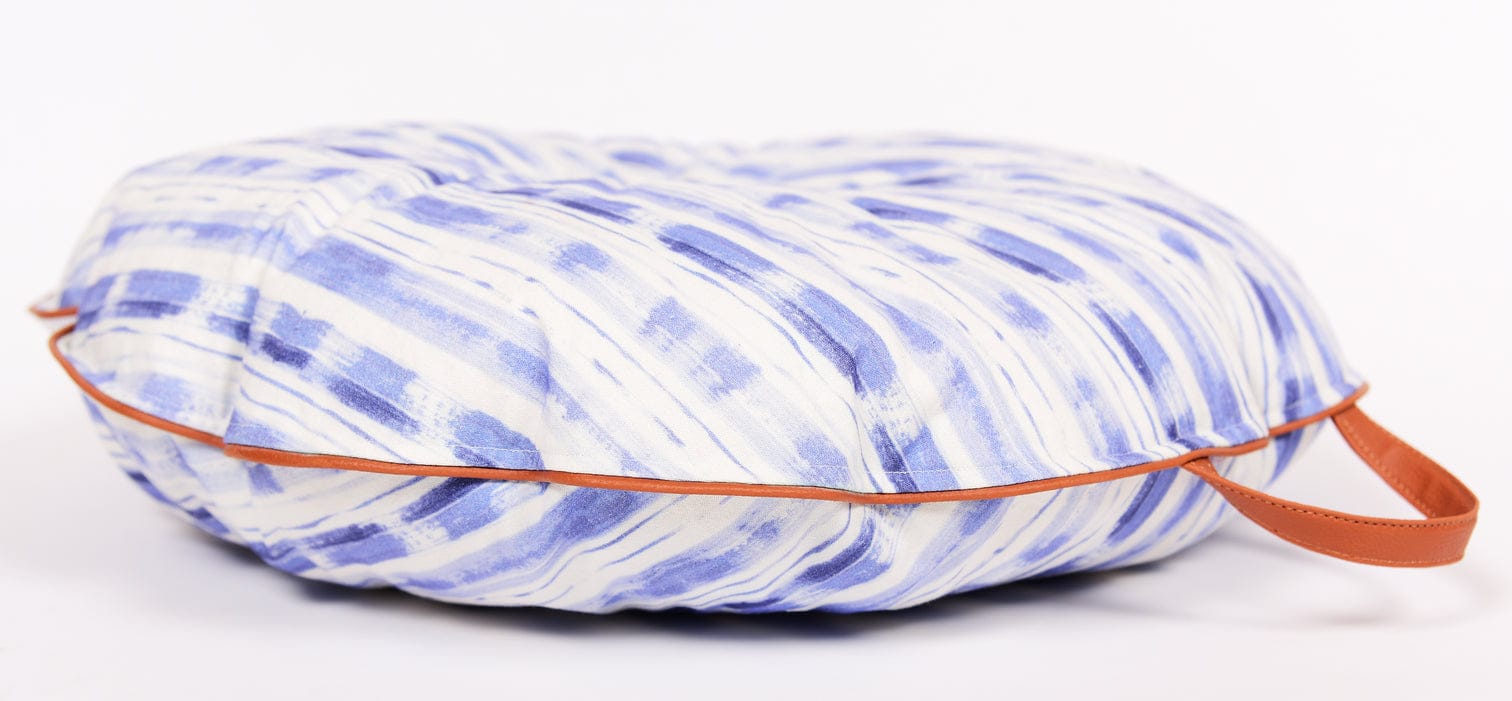 Multi purpose Floor Cushion/ Stripes of Lines 102 Blue/ Round