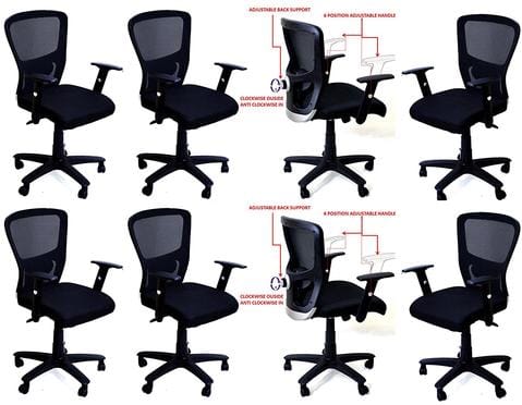 8 Pieces JOHNY Adjustable Lumber Back Support & Adjustable Handles Office Executive Chair Computer Task Revolving Conference Visitor Chair (Set of 8)