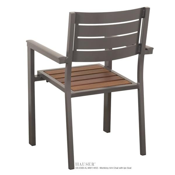 Monterey Stacking Arm Chair With Tropical Wood Seat