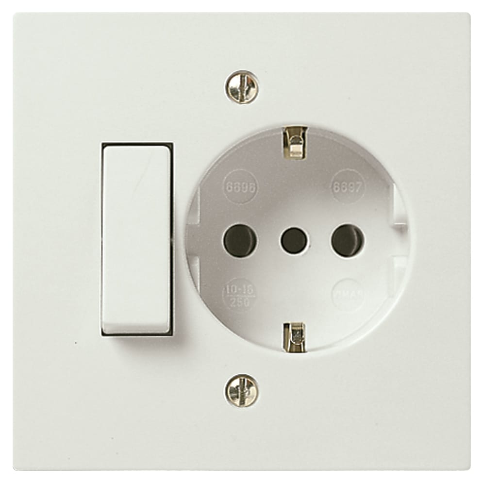 1P 10AX 1-way switch+P30 outlet white