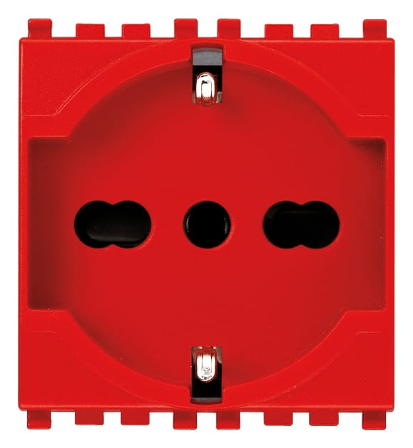 2P+E 16A universal outlet red