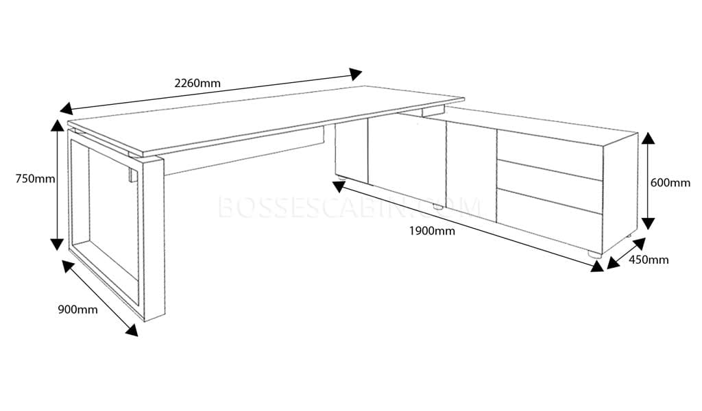 Linz 7.5 Ft. Office Table With Side Cabinet - Bctlz-18