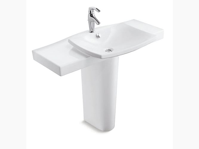 Escale Pedestal lavatory with single faucet hole K-19894W-00