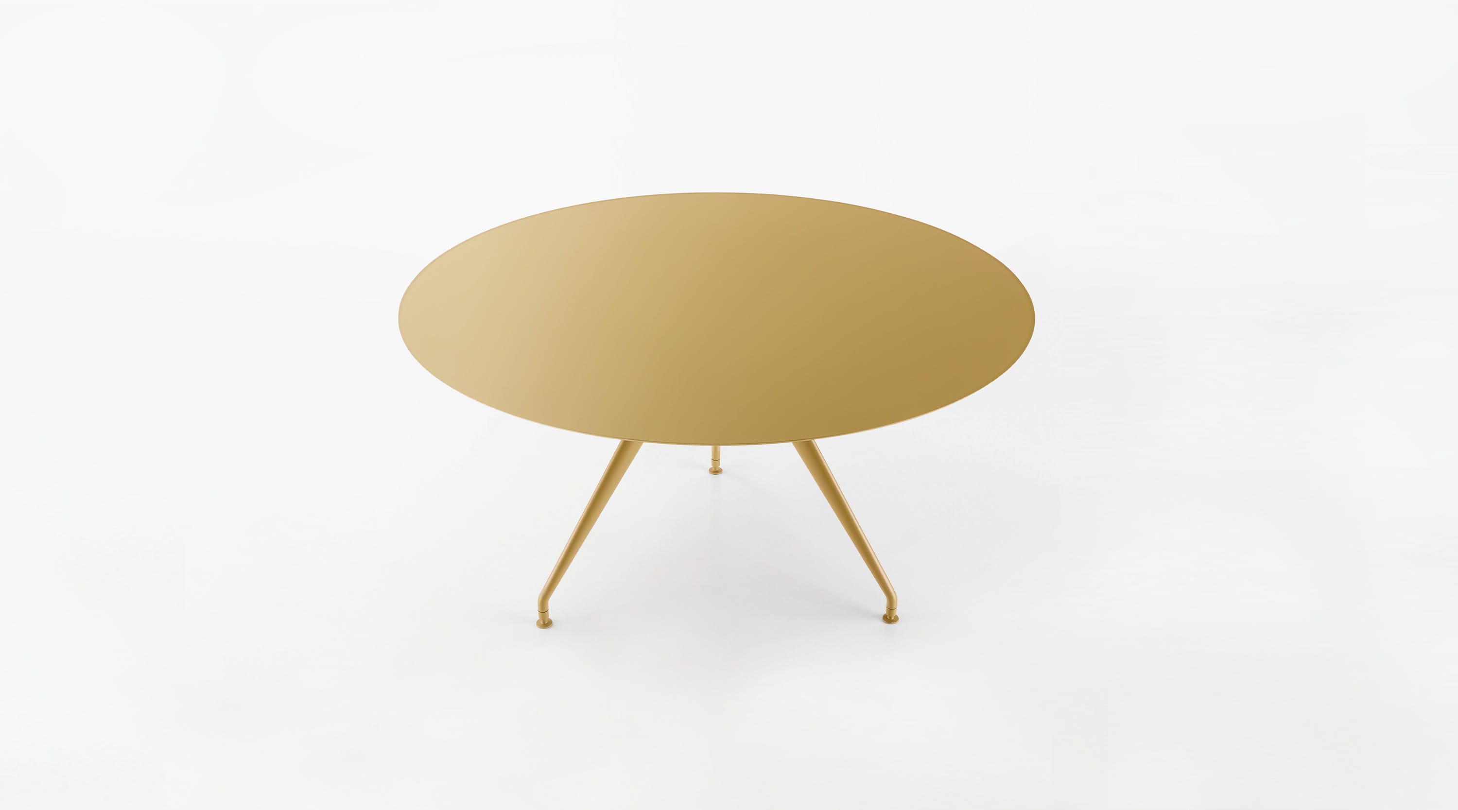 Manta table in round with lacquered glass