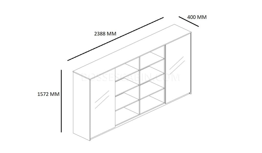 Veneer Book Shelf With Glass Doors - Bcsv-907 A