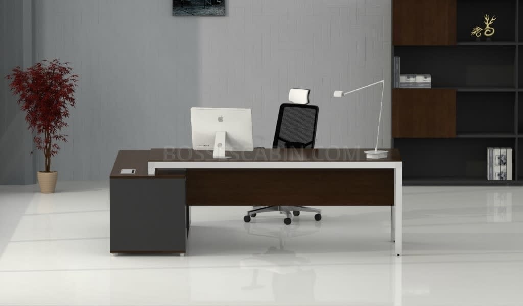 Berlin 7 Ft. Office Desk In Black Glass & Steel - Bctw-b 2.1