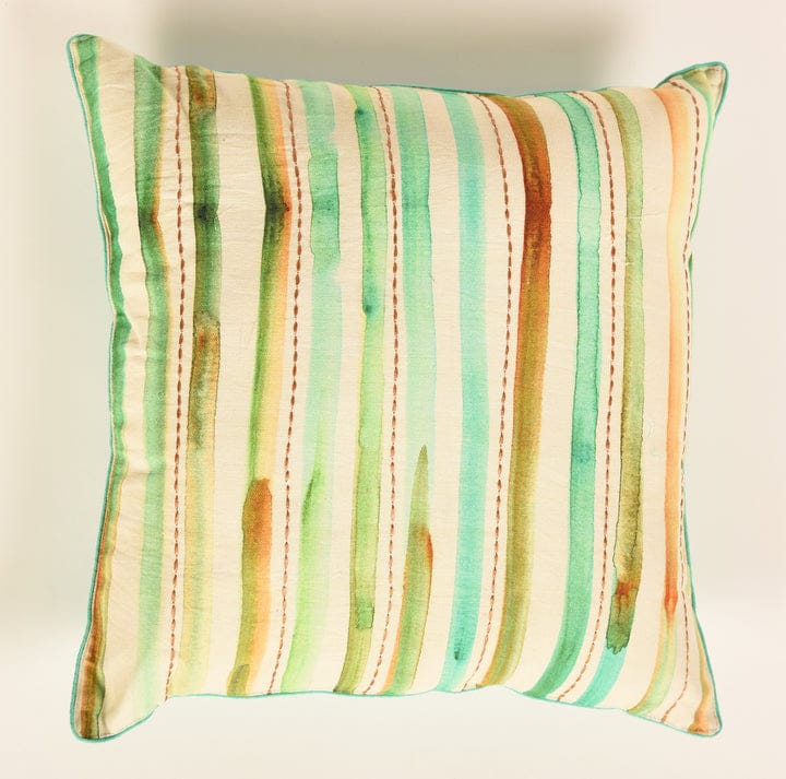 Green Aqua Stripes Cushion Cover 16'x16'