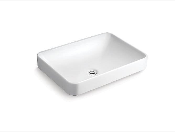 Forefront rectangular Vessel lavatory without faucet hole
