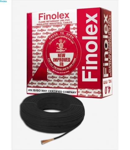 FINOLEX FLAME RETARDANT PVC INSULATED INDUSTRIAL CABLES 1100 V AS PER IS 694/1990 - Black - 4 sq. mm -- 90 M COIL