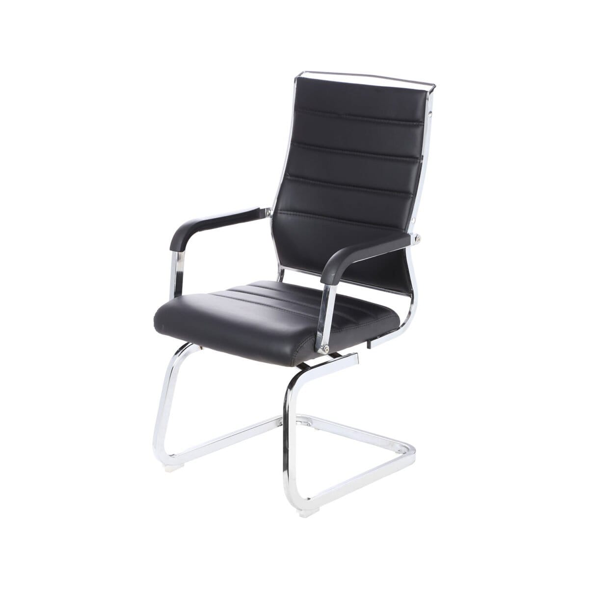 Arrotrate Medium Back Fix And Revolving Chair In Black Leahterette