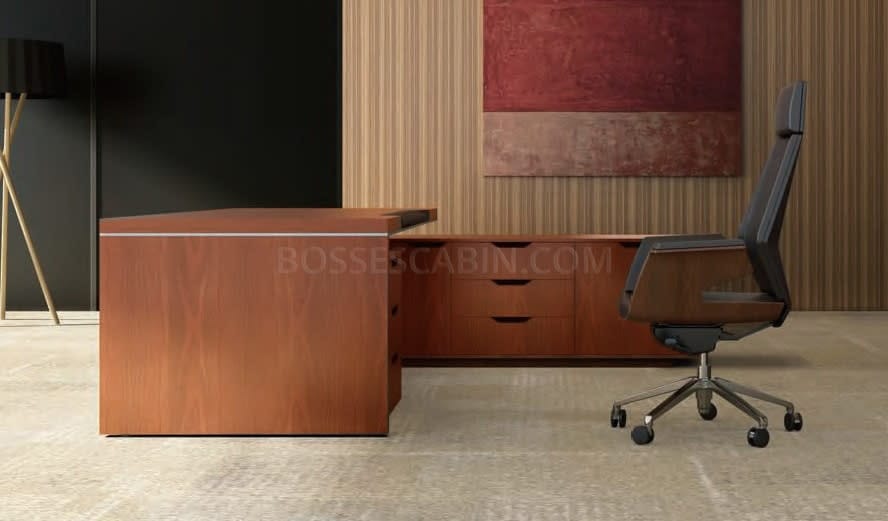 Dx 8 Feet Office Table With Side Credenza - Bctd - 17 2.3