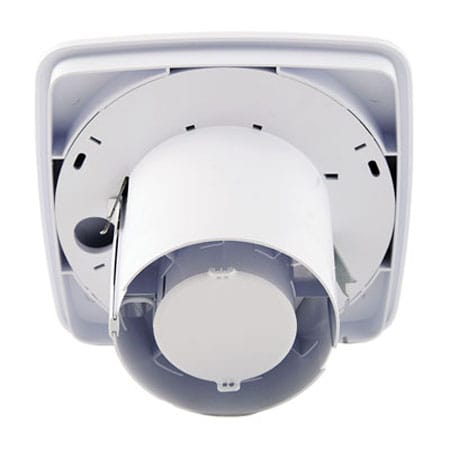 Simply Silent Lv100 4"/100mm Square Selv Bathroom Fan With Humidistat, Pullcord And Timer And Wall Kit