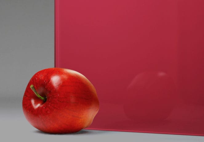 Back-Painted Glass in Vivid Raspberry Red