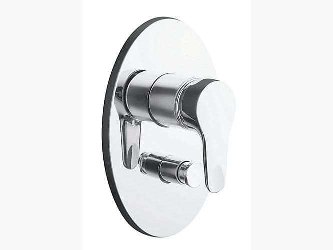 Candide Recessed bath and shower faucet trim with lever handle and diverter button
