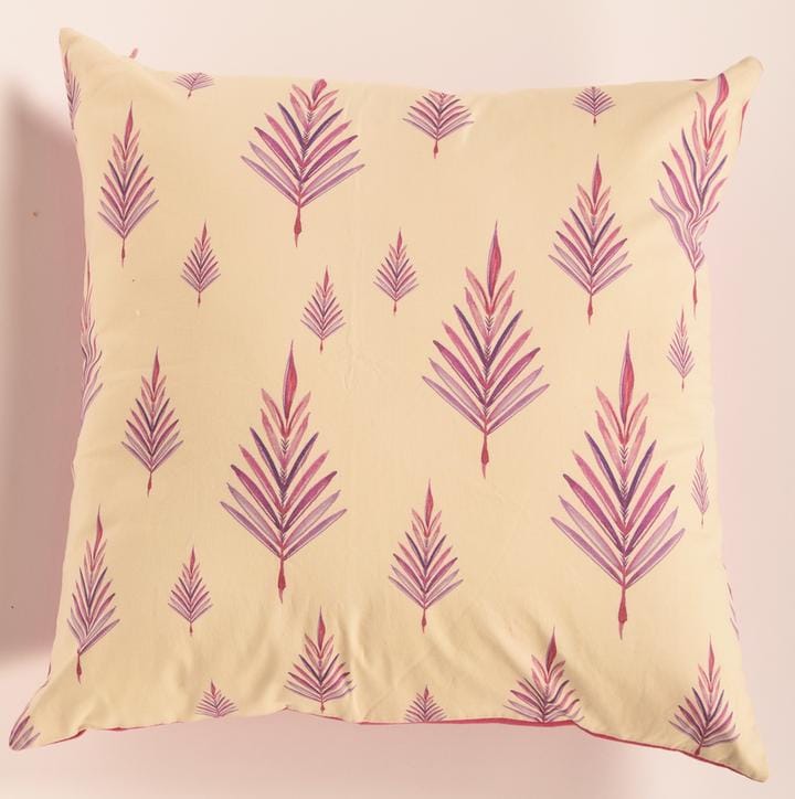 Leaf Print Purple Cushion cover 16x16'