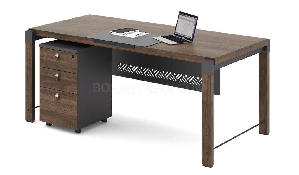 Loft 5 Ft Desk With Mobile Pedestal In Walnut - Bctmb-ob21a