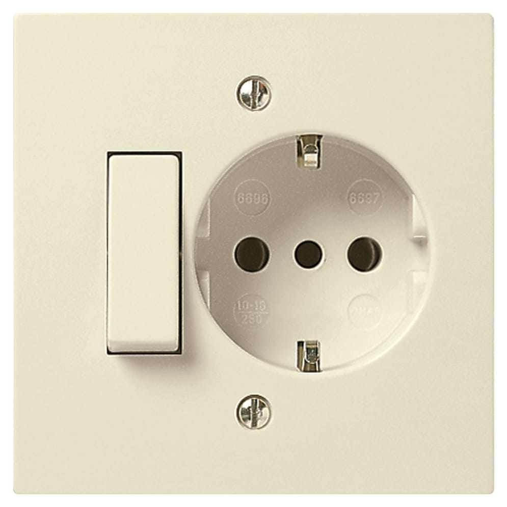 1P 10AX 2-way switch+P30 outlet ivory