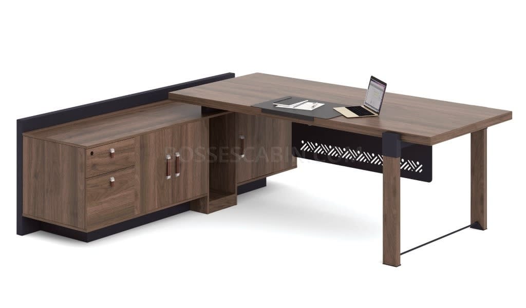 Loft 7 Ft Office Table In Walnut & Carbon Gray - Bctmb-hm11a