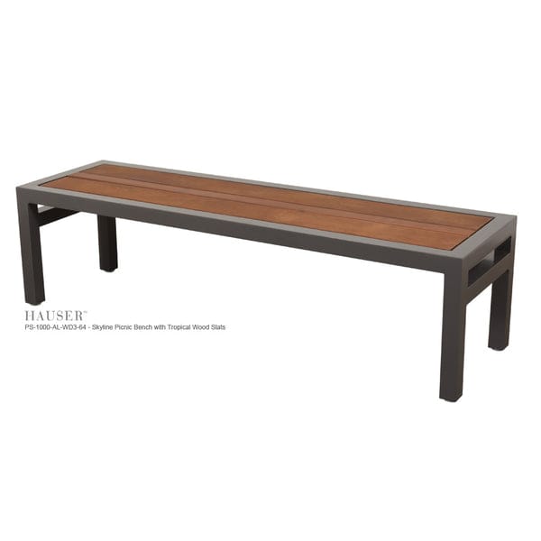 Skyline Picnic Bench With Tropical Wood Slats-PS-1000-AL-WD3-64 - Skyline Picnic Bench