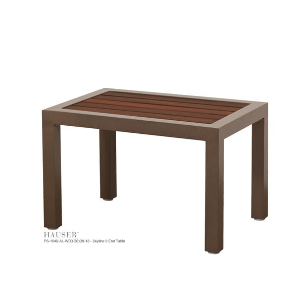 Skyline II End Table With Tropical Wood Slats-PS-1040-AL-20x28-18 - Skyline II End Table