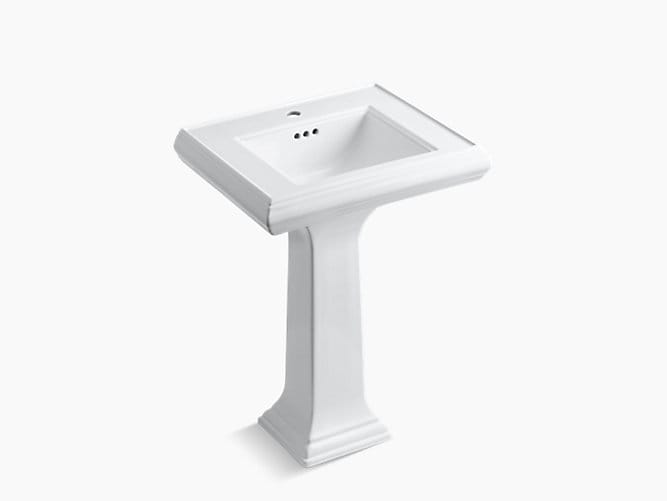 Memoirs Pedestal lavatory with classic design and  single faucet hole in white