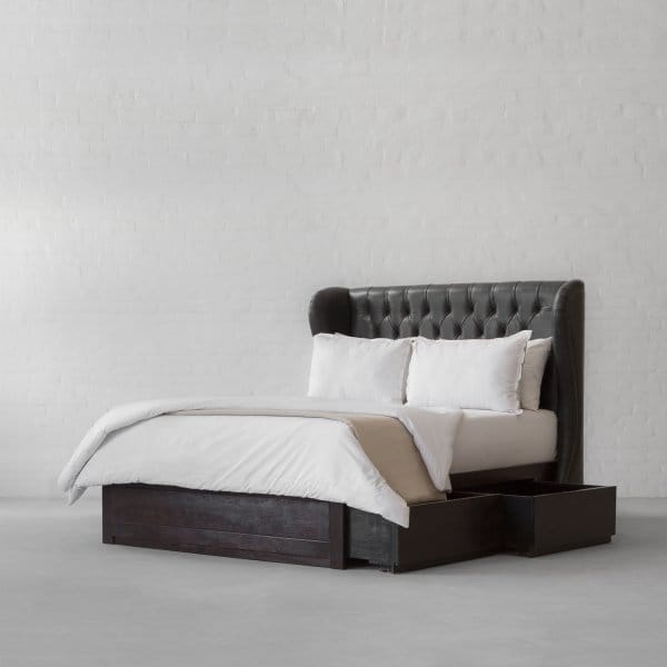 Wingback Tufted Leather Bed Collection 3