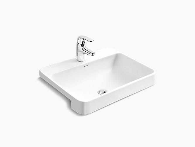 Forefront Semi-recessed lavatory with single faucet hole
