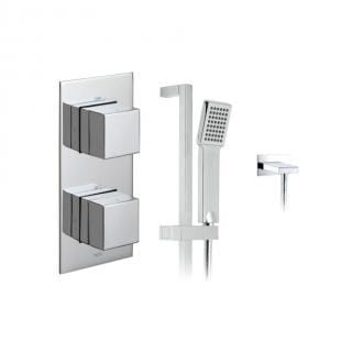 1 Outlet, 2 Handle Thermostatic Shower Valve And Slide Rail Shower Kit