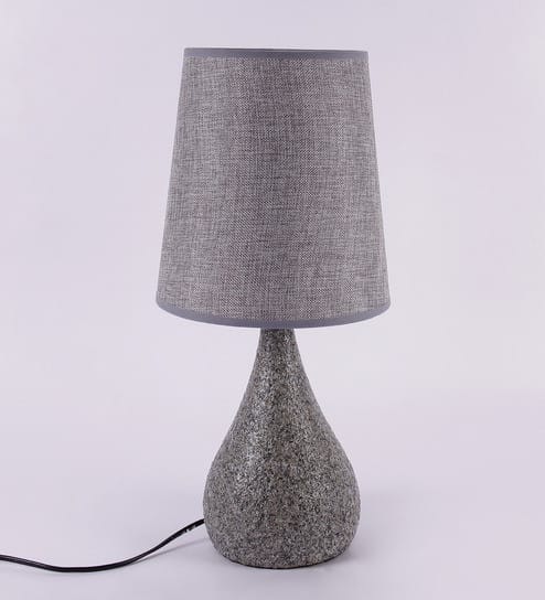 Grey Stone Finish Table Lamp With Empire Shade