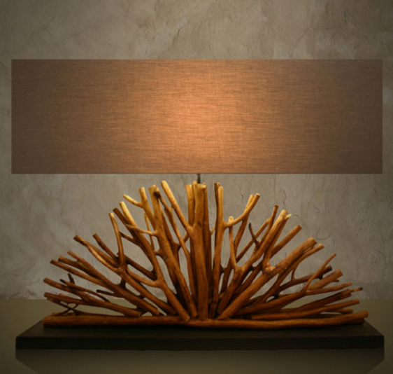 Fan Wooden Table Lamp