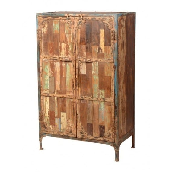 Solid Wood High Legs Reclaimed Look Cupboard