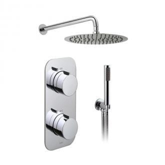 2 Outlet, 2 Handle Concealed Thermostatic Shower Valve, Fixed Shower Head And Mini Shower Kit