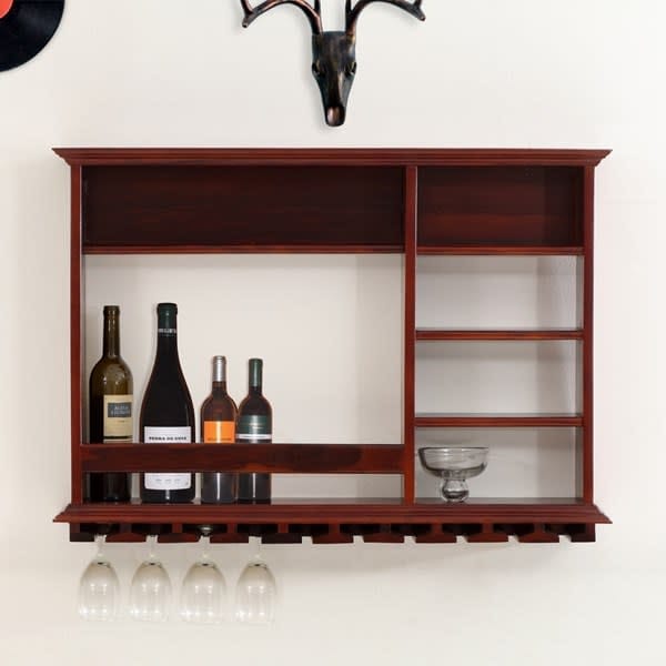 Davy Solidwood Wall Hangining Wine Rack-Walnut